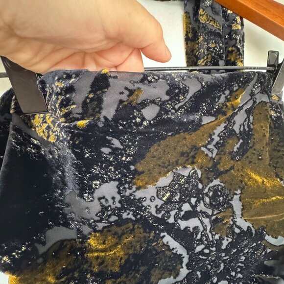 Zara Scarf Corset Black Gold Velvet Foulard Strapless Going Out Top Size Large - Picture 7 of 15